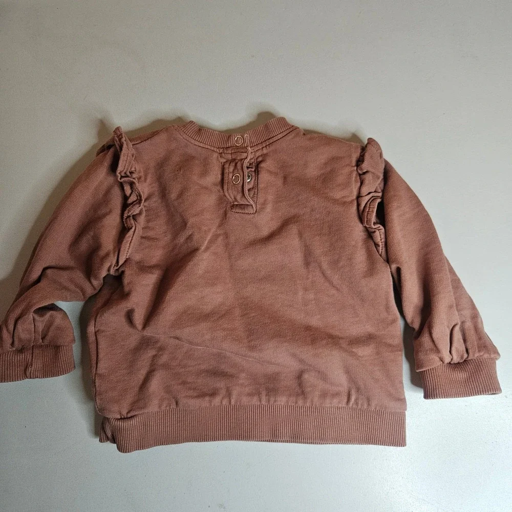 Pehr Organic Cotton Baby Bundle Ruffle Sweatshirt Joggers Muslin Romper 6-12M